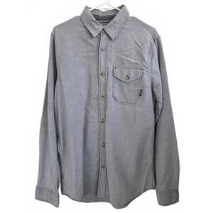 Burton Flannel Button Up Collared Shirt Top Light Gray Medium